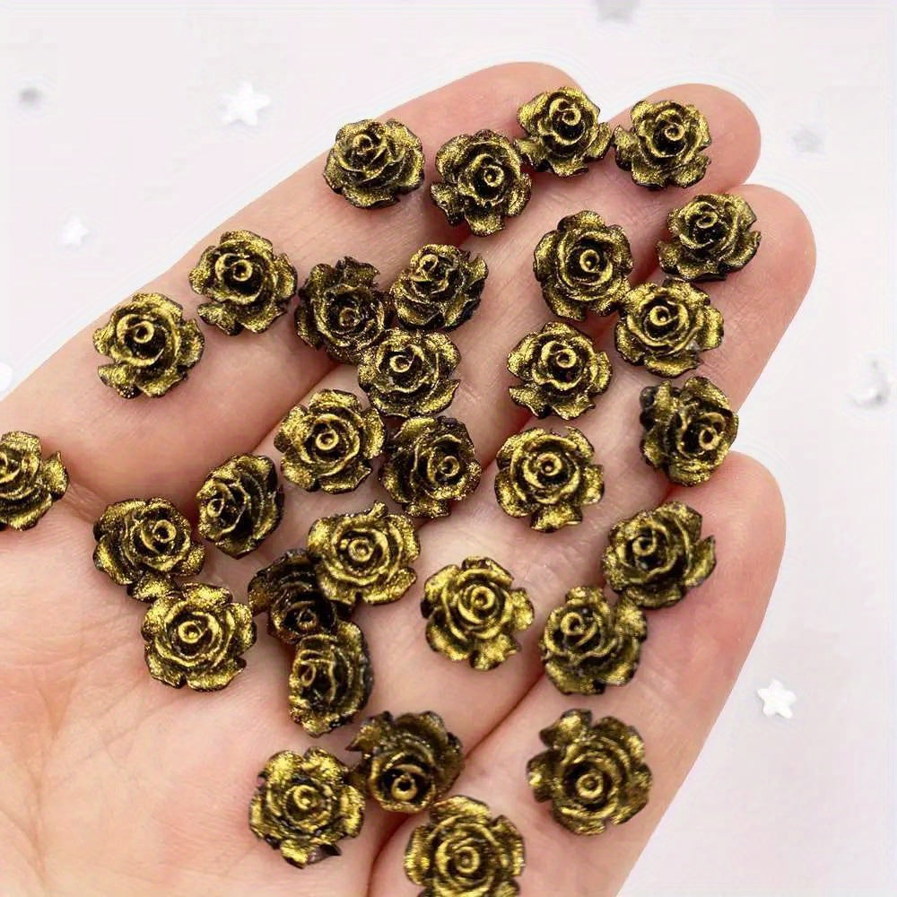 50pcs 10mm AB Resin Glitter Rose Rhinestones