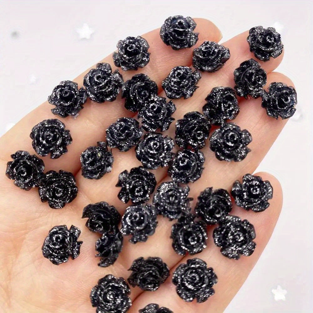 50pcs 10mm AB Resin Glitter Rose Rhinestones