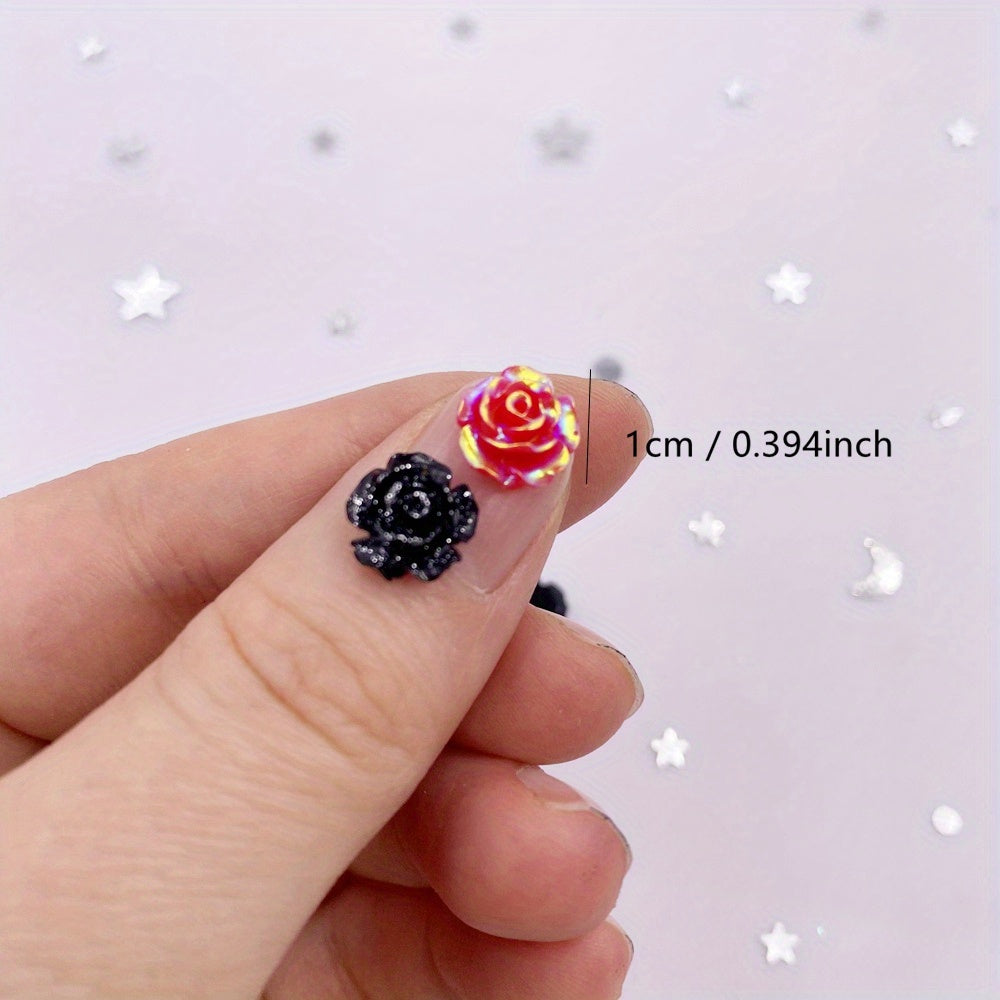 50pcs 10mm AB Resin Glitter Rose Rhinestones