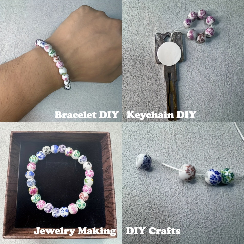 50pcs Vintage Mixed 8mm Porcelain Ceramic Beads