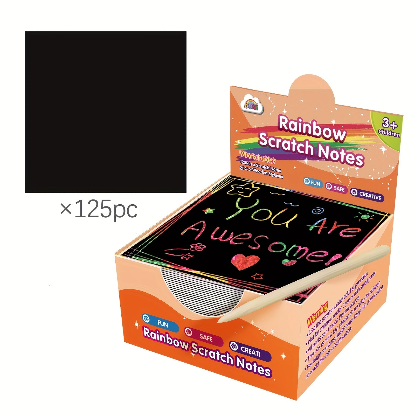 125pcs Rainbow Scratch Art Mini Notes