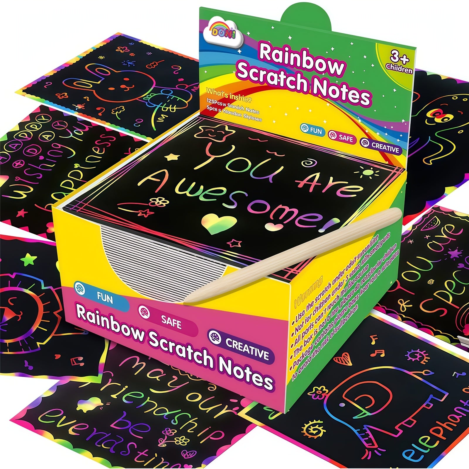 125pcs Rainbow Scratch Art Mini Notes