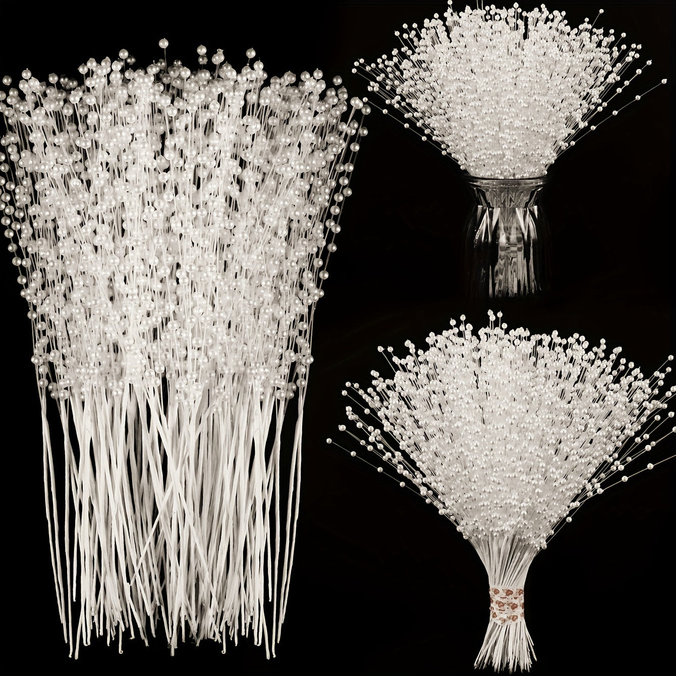 30pcs White Pearl String Sticks