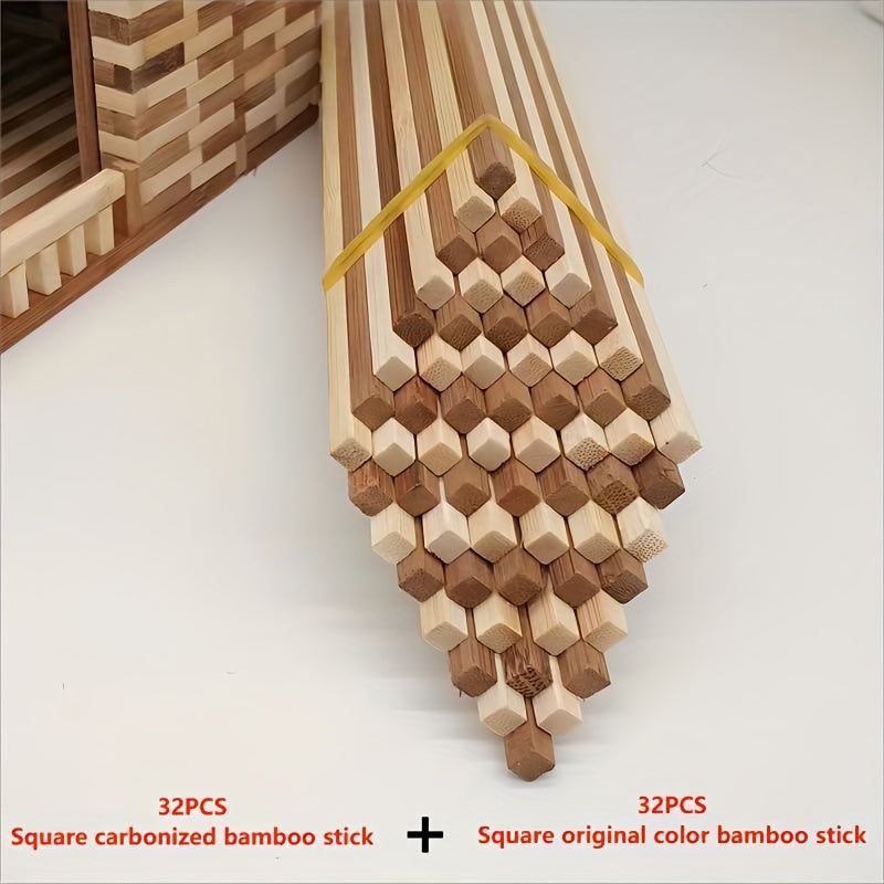 Value Pack 32/64pcs Square Bamboo Craft Sticks