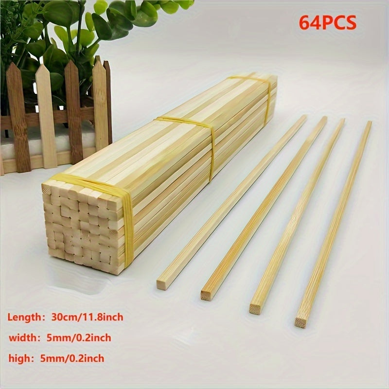 Value Pack 32/64pcs Square Bamboo Craft Sticks