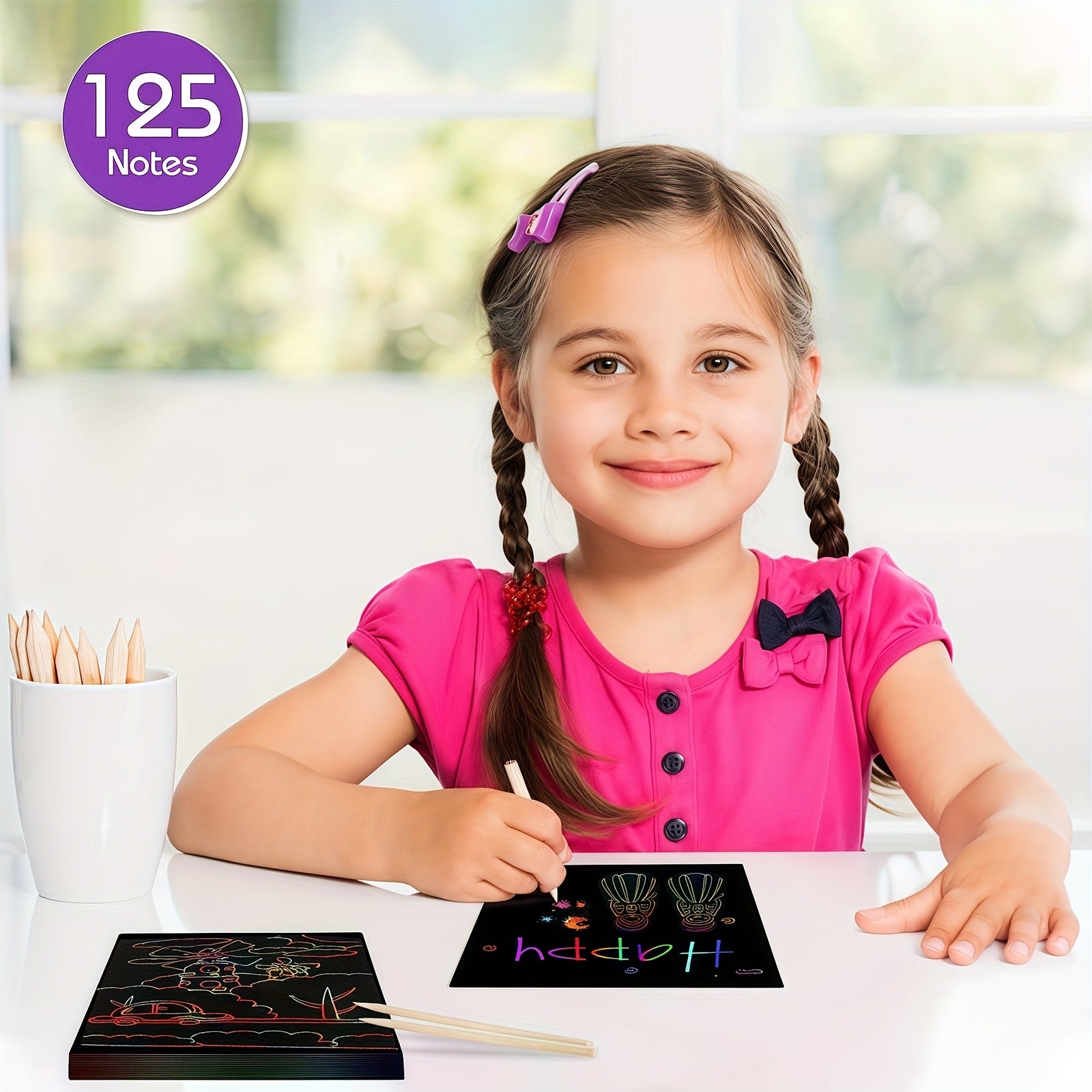 125pcs Rainbow Scratch Art Mini Notes