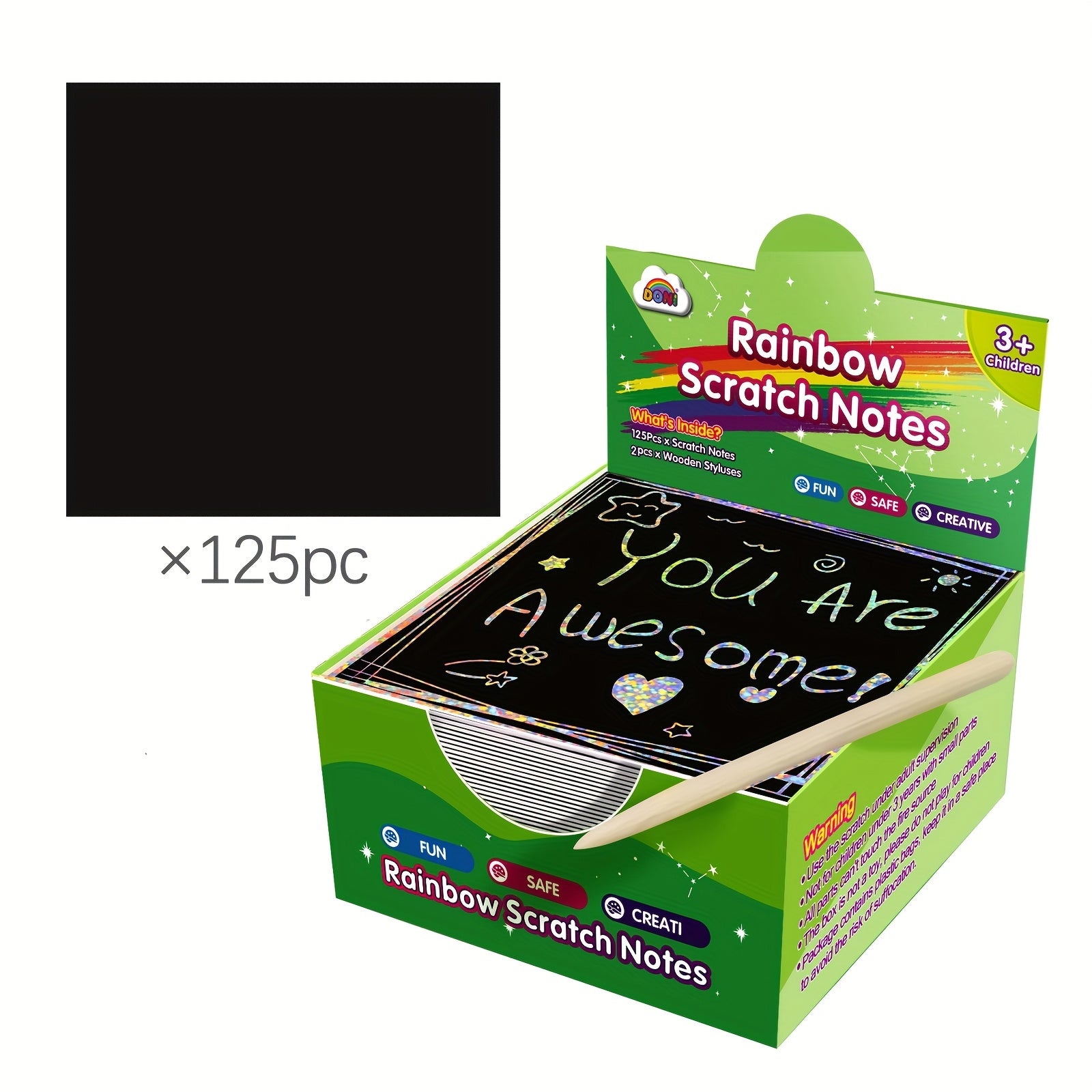 125pcs Rainbow Scratch Art Mini Notes