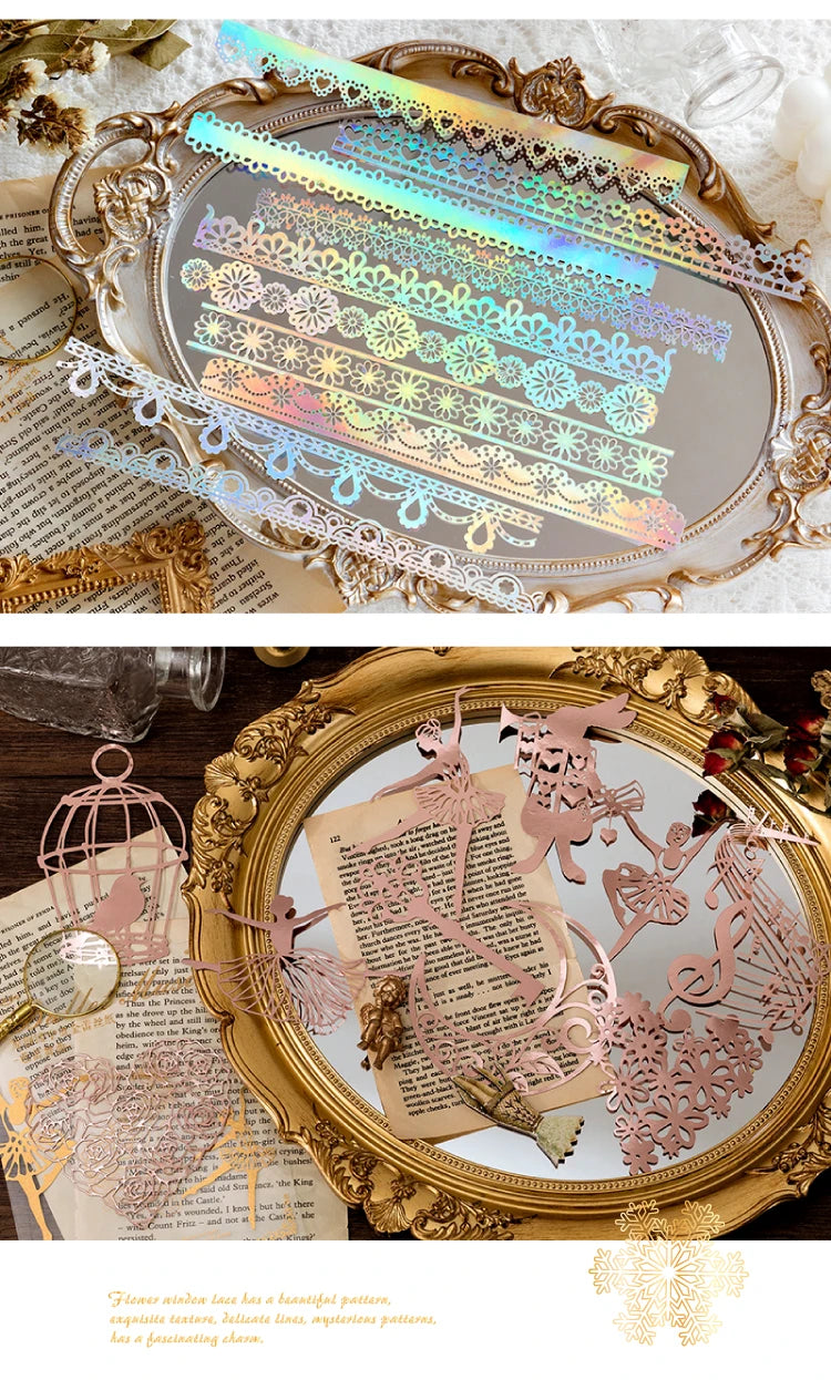 10pcs Bronzing Lace Hollow Scrapbook Craft Paper