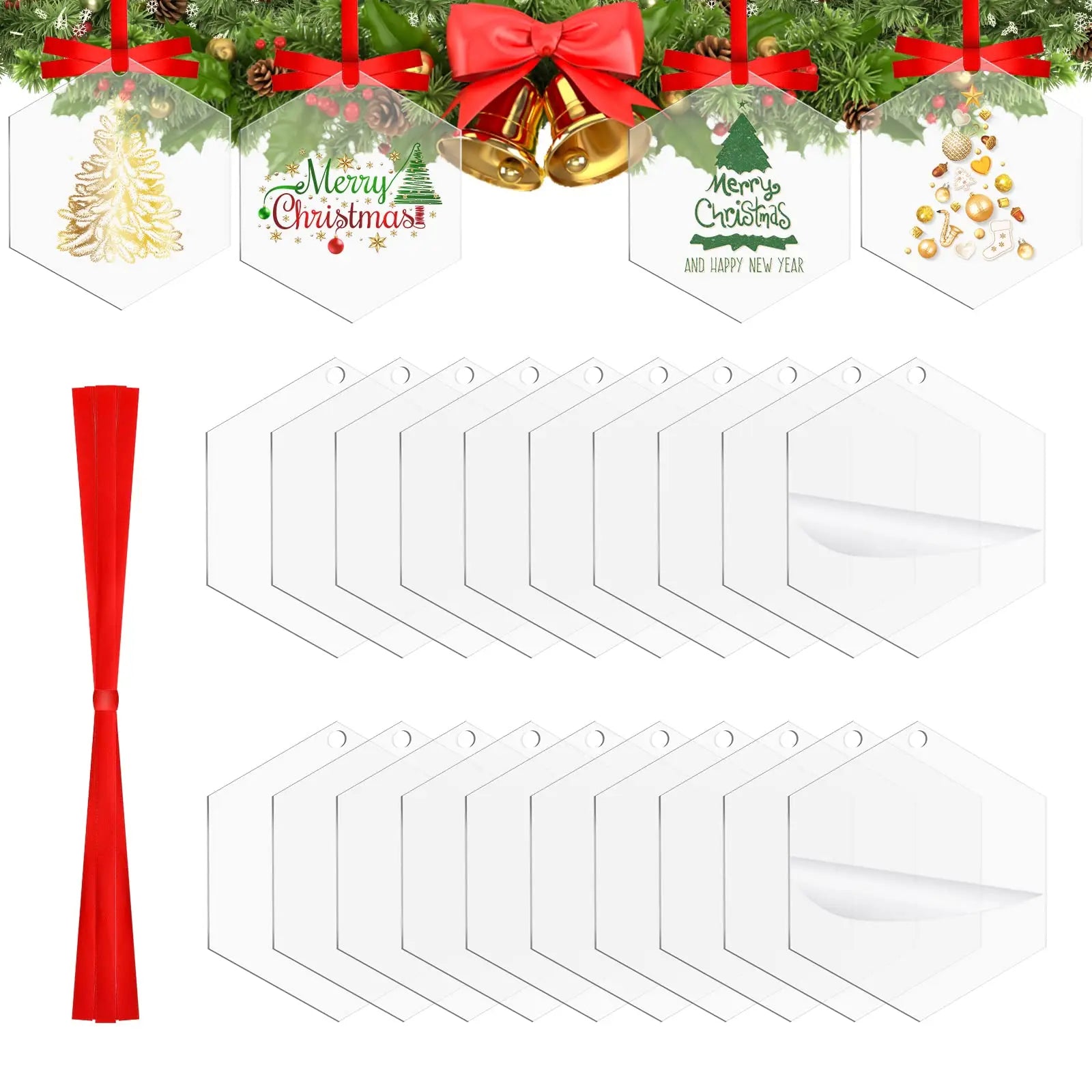 20pcs Clear Acrylic Christmas Ornaments Blanks