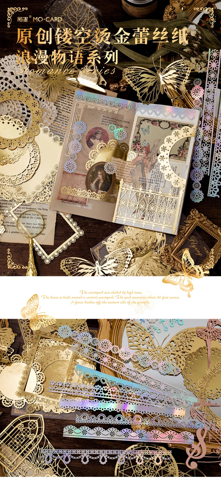 10pcs Bronzing Lace Hollow Scrapbook Craft Paper