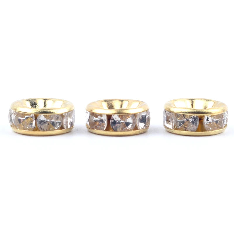 50pcs Gold Rhinestone Spacer Beads for Jewelry DIY