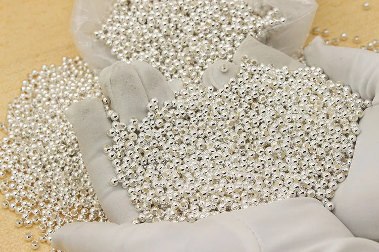 10-40pcs REAL 925 Sterling Silver Round Beads Spacer Beads