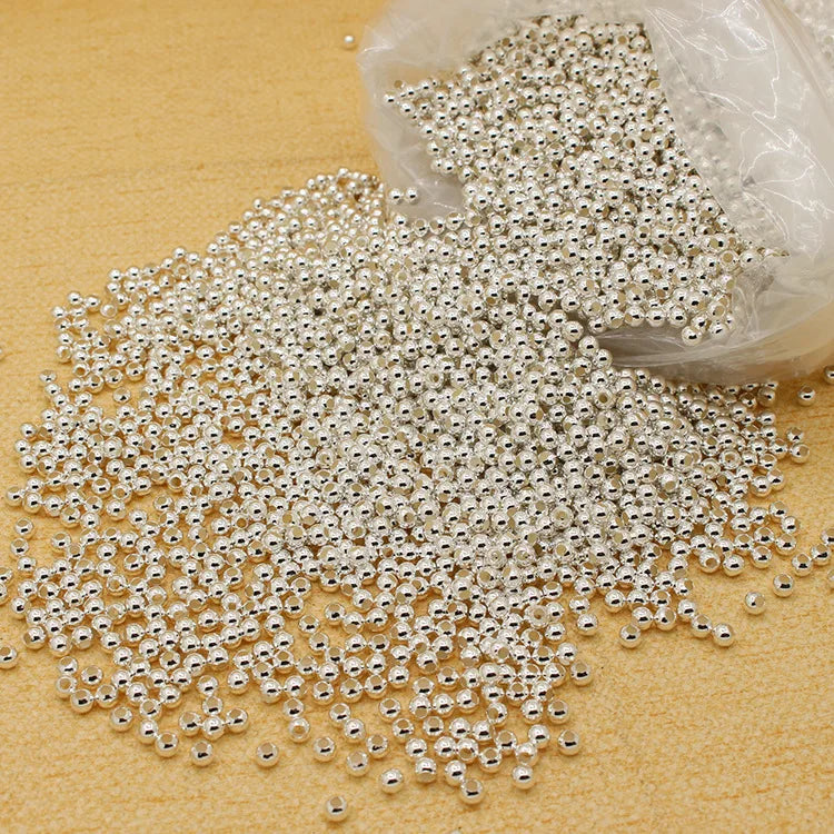 10-40pcs REAL 925 Sterling Silver Round Beads Spacer Beads