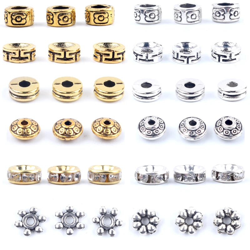 50pcs Gold Rhinestone Spacer Beads for Jewelry DIY