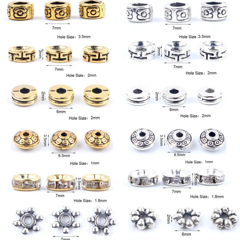 50pcs Gold Rhinestone Spacer Beads for Jewelry DIY