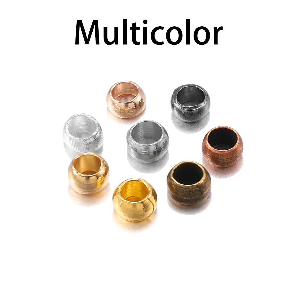 500pcs Gold/Silver/Copper Crimp Beads (1.5–3mm)