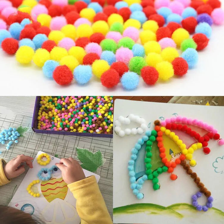 2pcs Kids Plush Ball DIY Craft Sticker Set