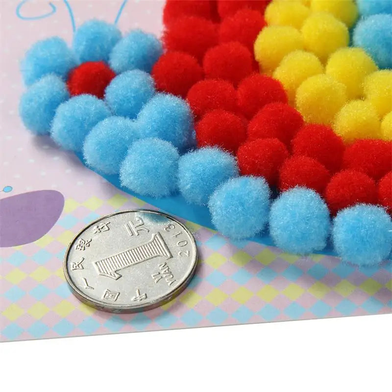 2pcs Kids Plush Ball DIY Craft Sticker Set