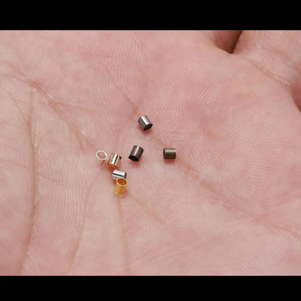 150–500pcs Gold Copper Crimp Tube Beads (1.5–2.5mm)