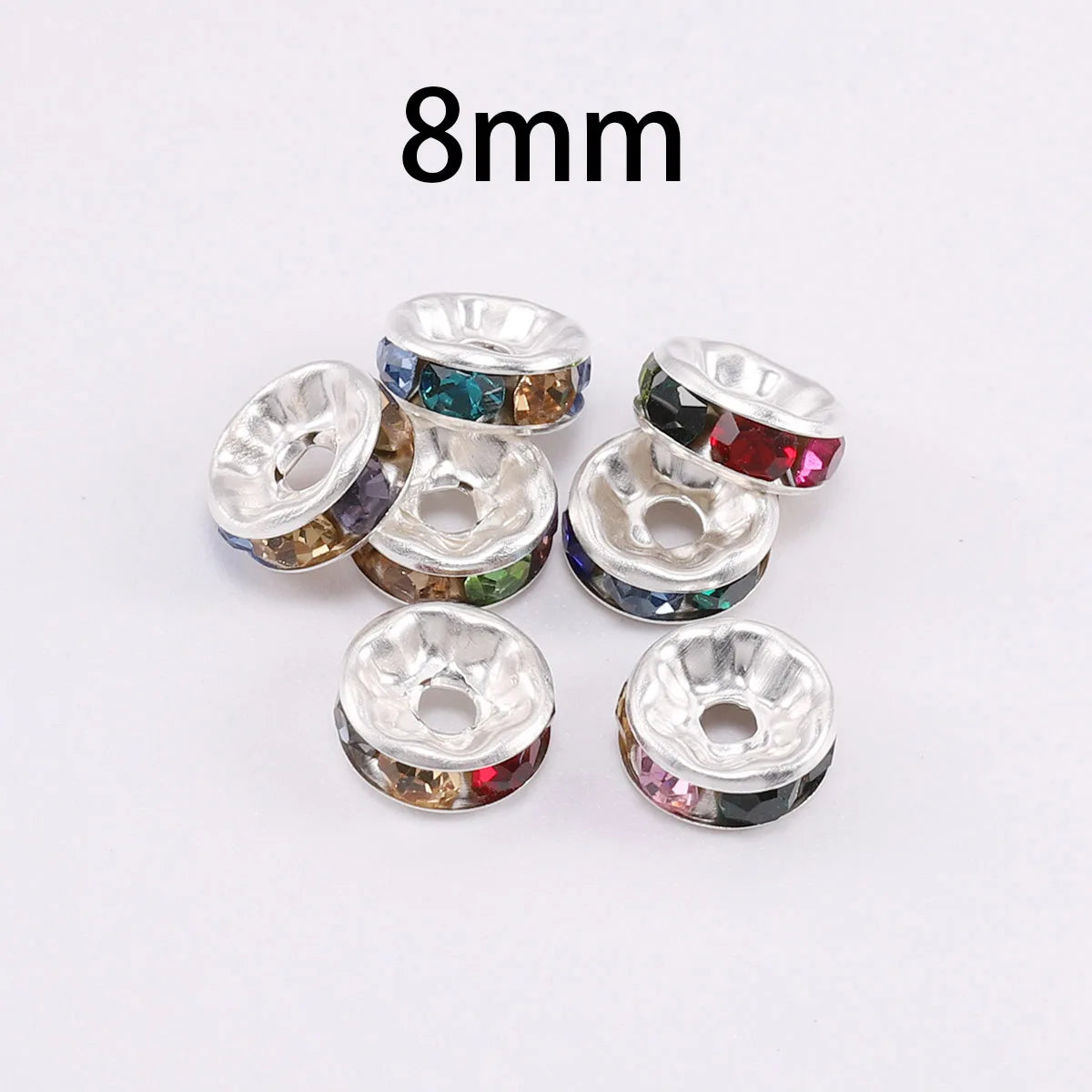 50pcs 8mm Rhinestone Rondelle Crystal Beads