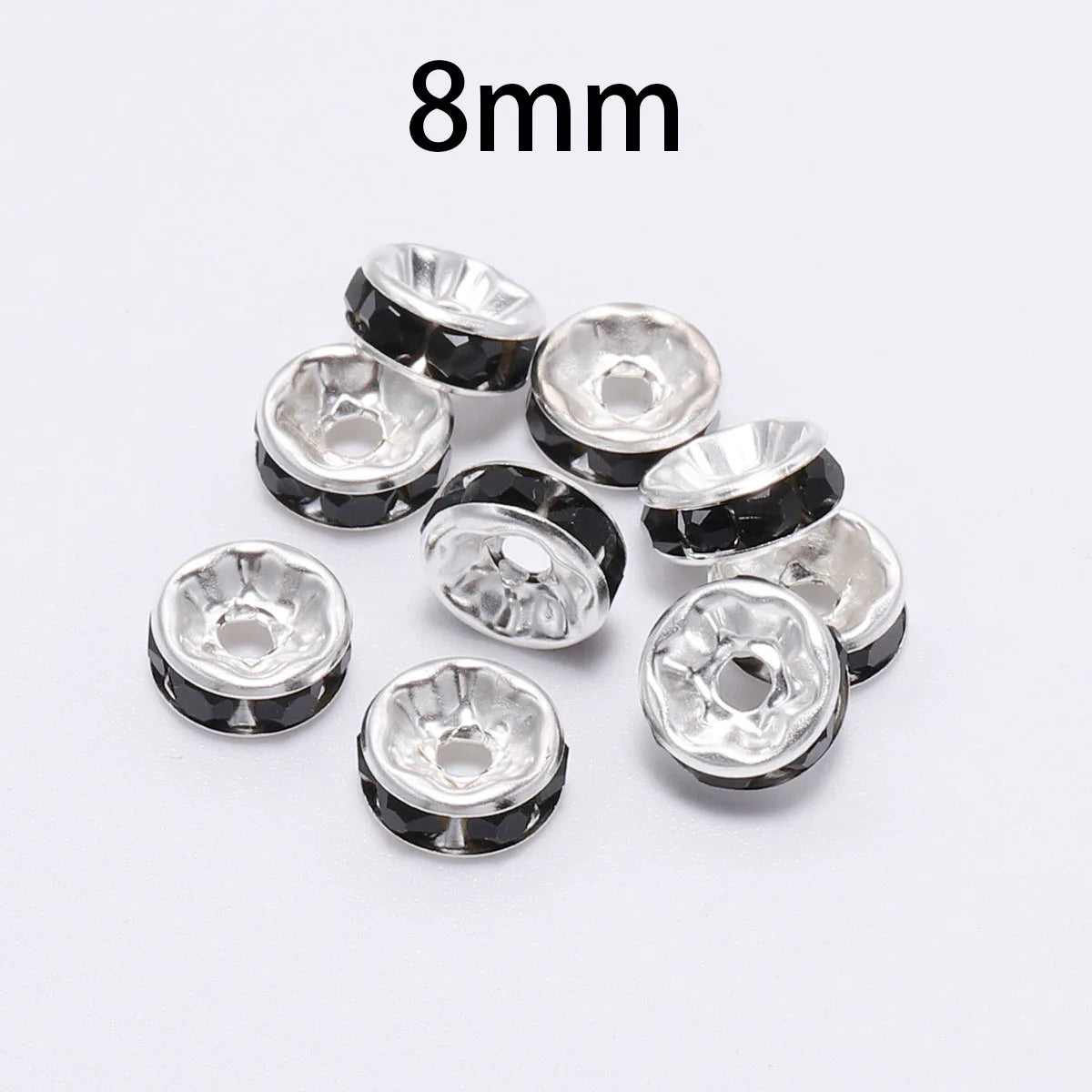 50pcs 8mm Rhinestone Rondelle Crystal Beads