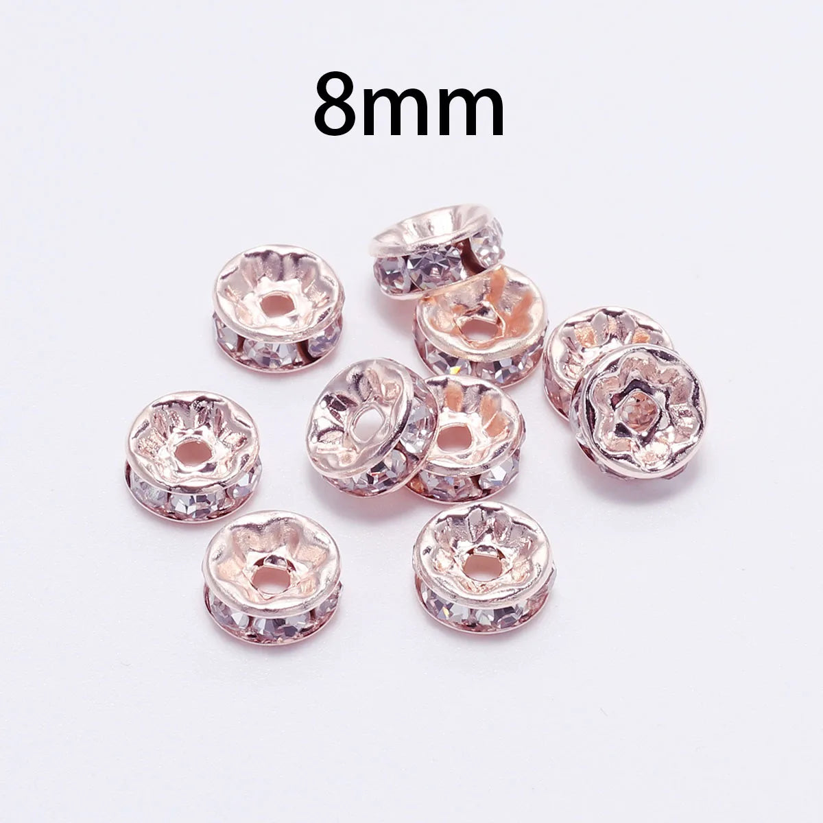 50pcs 8mm Rhinestone Rondelle Crystal Beads