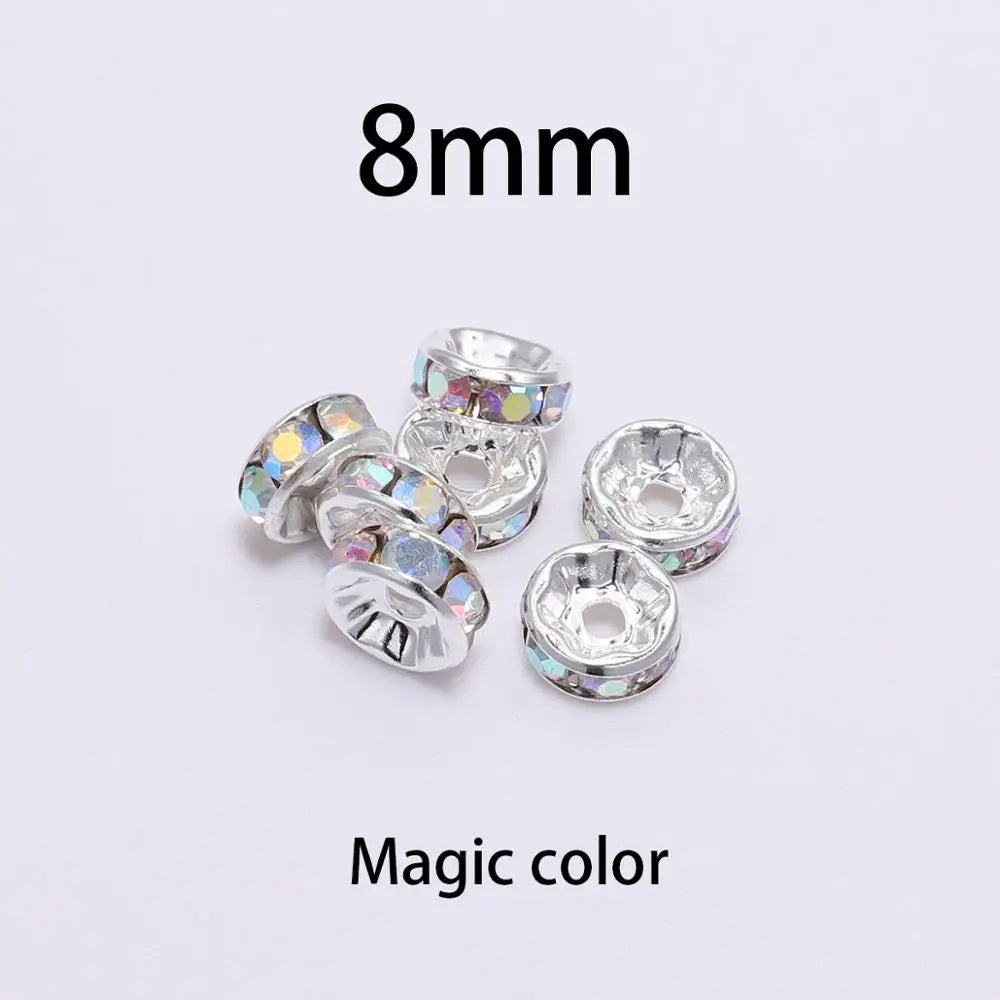 50pcs 8mm Rhinestone Rondelle Crystal Beads