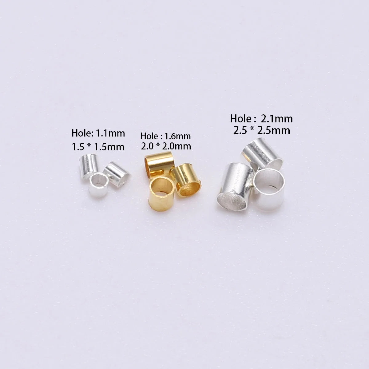 150–500pcs Gold Copper Crimp Tube Beads (1.5–2.5mm)