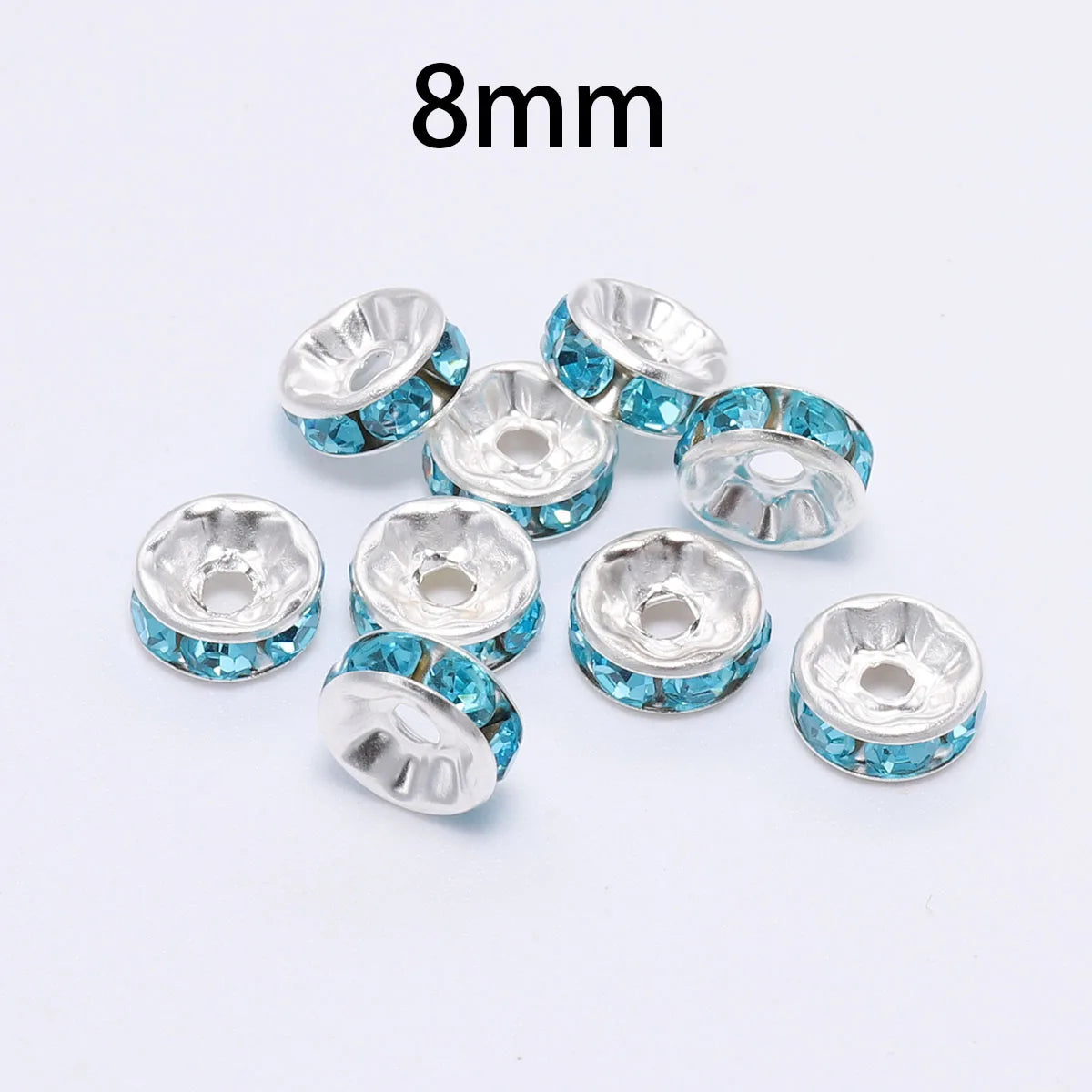 50pcs 8mm Rhinestone Rondelle Crystal Beads