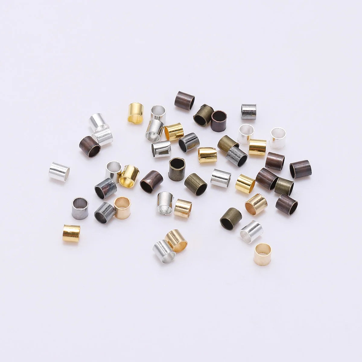 150–500pcs Gold Copper Crimp Tube Beads (1.5–2.5mm)