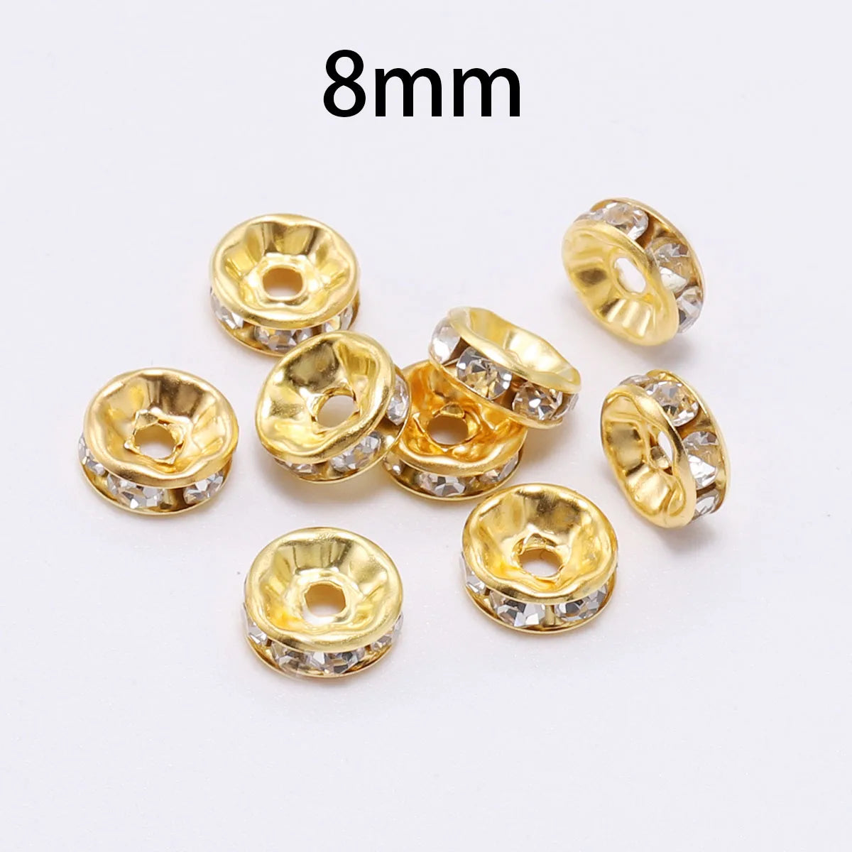 50pcs 8mm Rhinestone Rondelle Crystal Beads