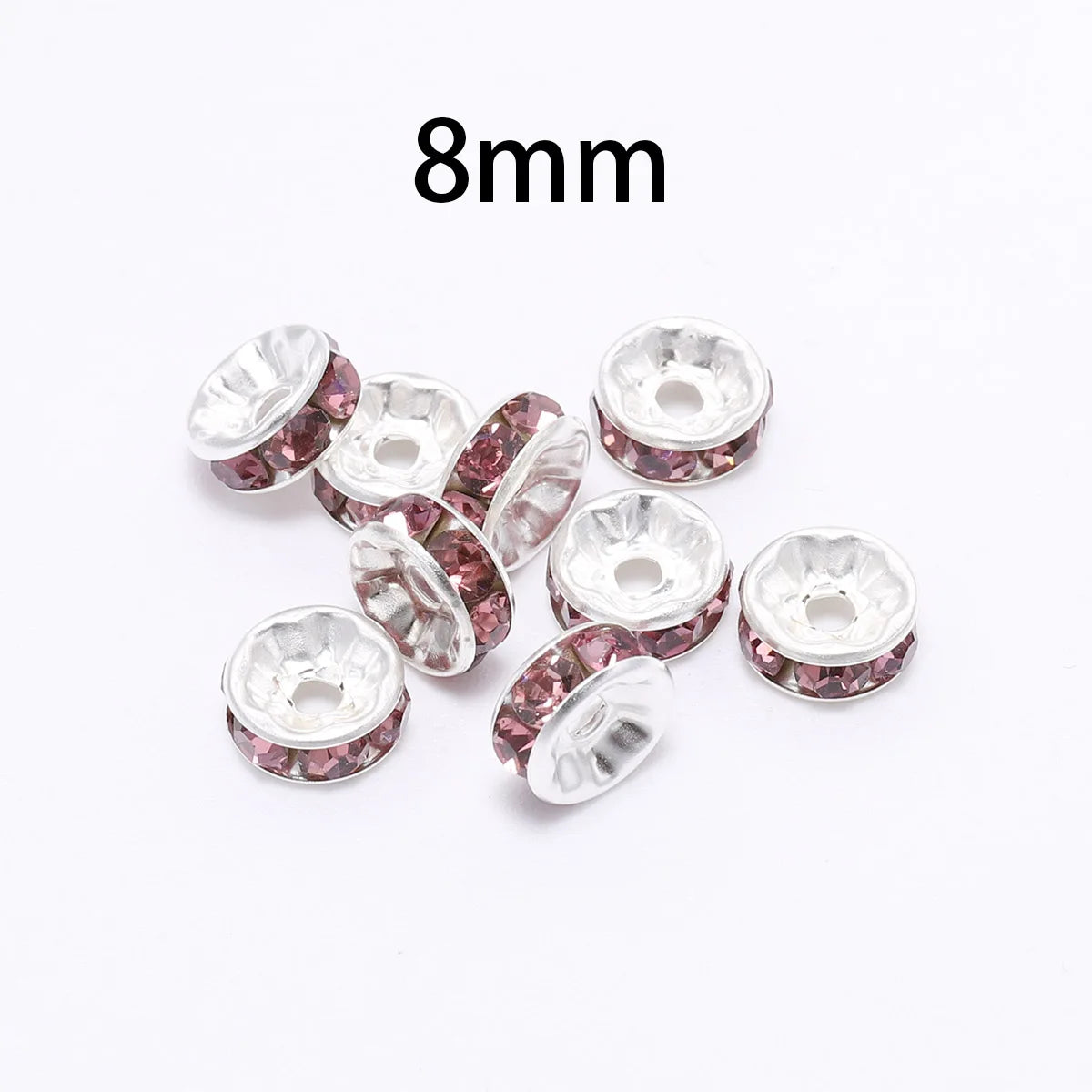 50pcs 8mm Rhinestone Rondelle Crystal Beads