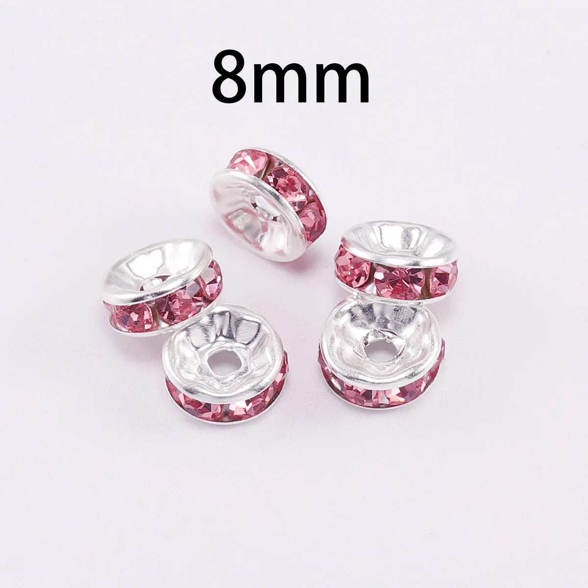 50pcs 8mm Rhinestone Rondelle Crystal Beads