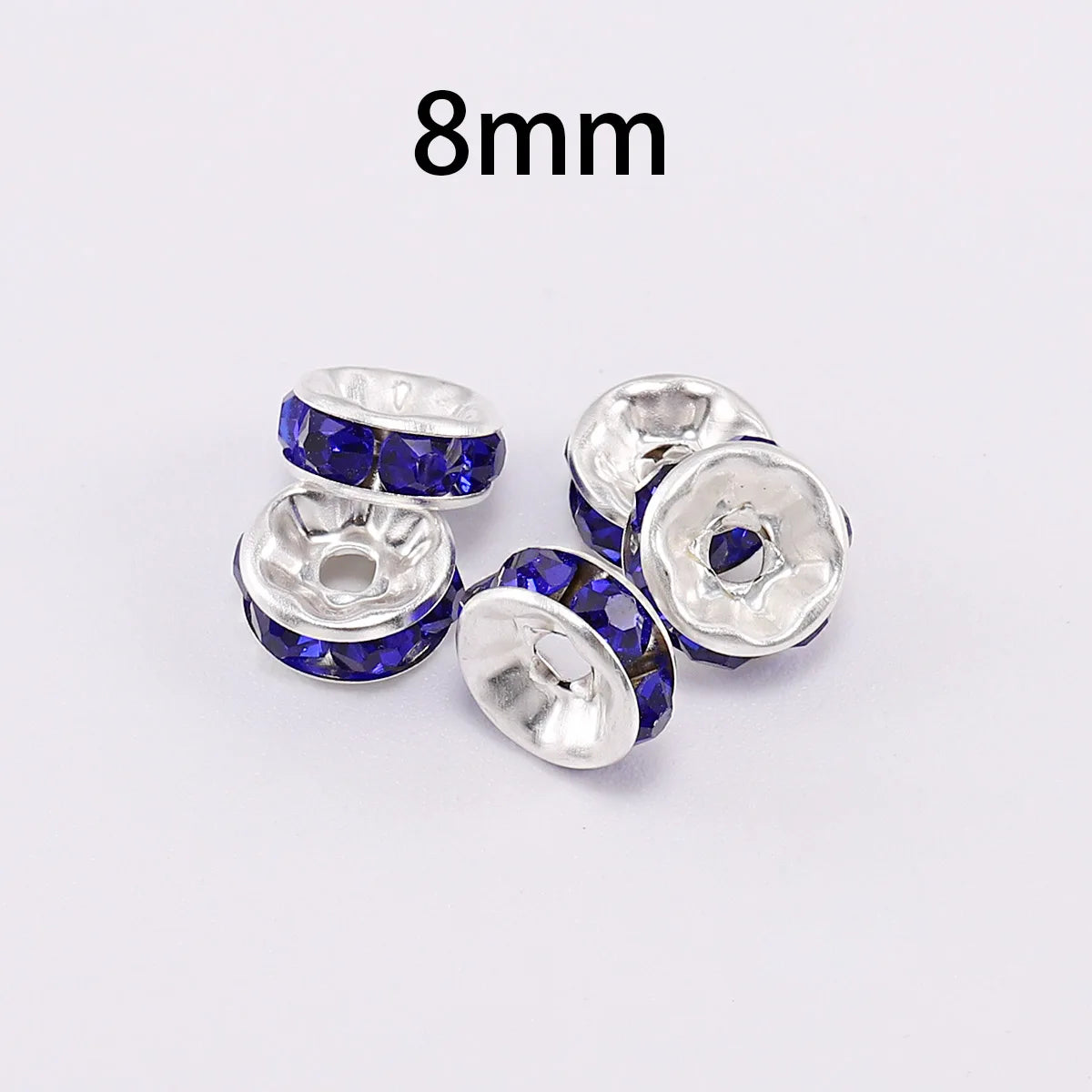 50pcs 8mm Rhinestone Rondelle Crystal Beads