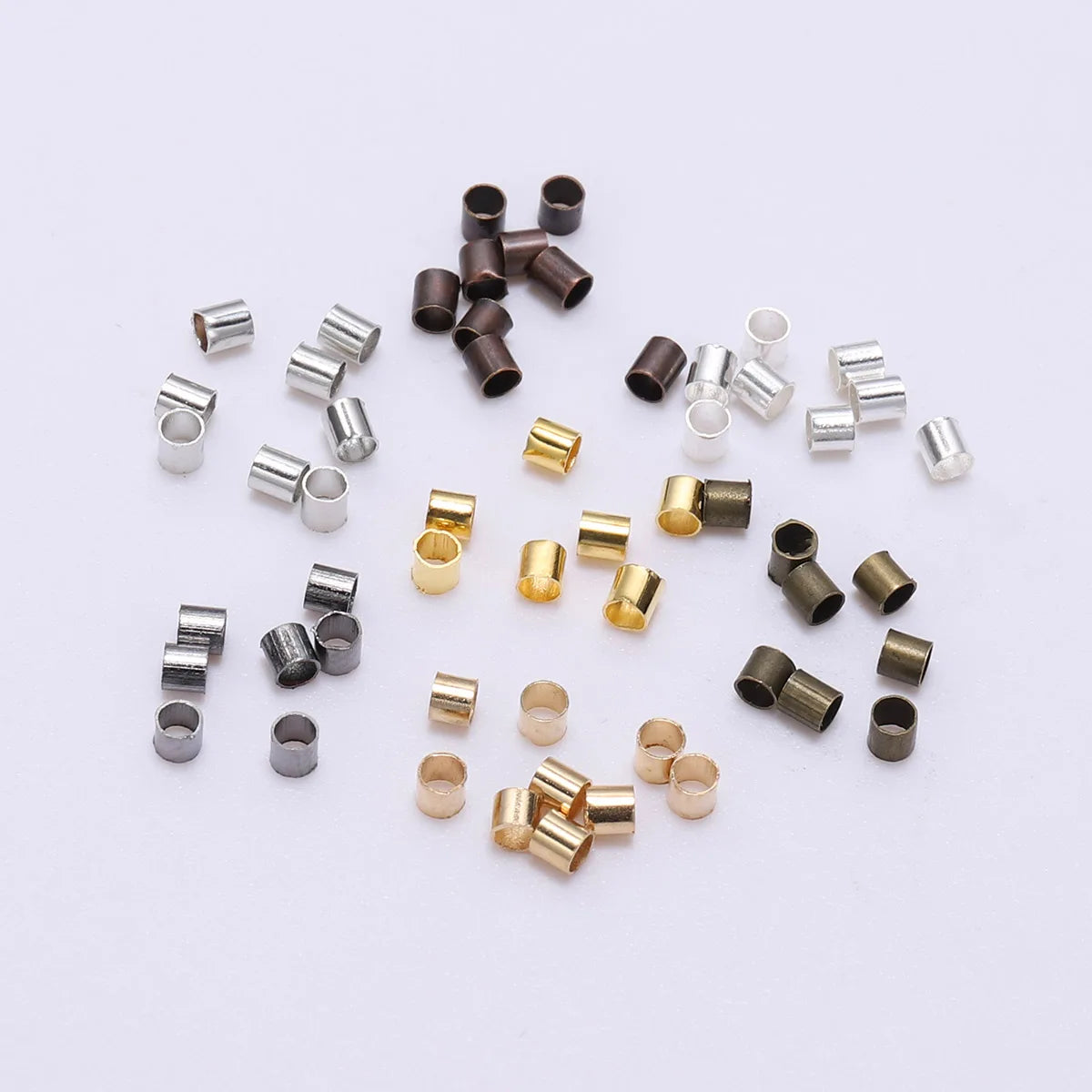 150–500pcs Gold Copper Crimp Tube Beads (1.5–2.5mm)