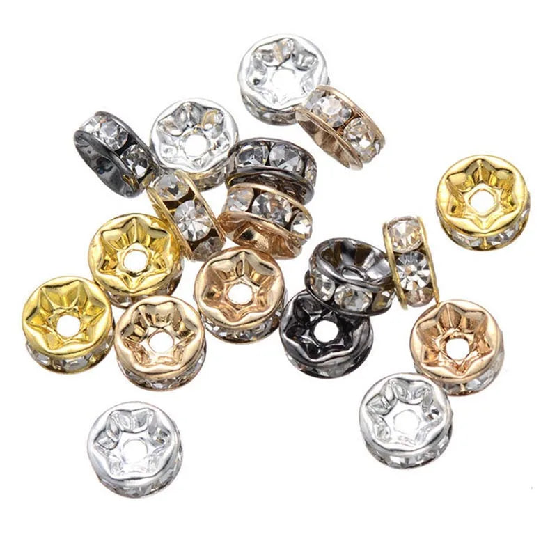 50pcs 8mm Rhinestone Rondelle Crystal Beads