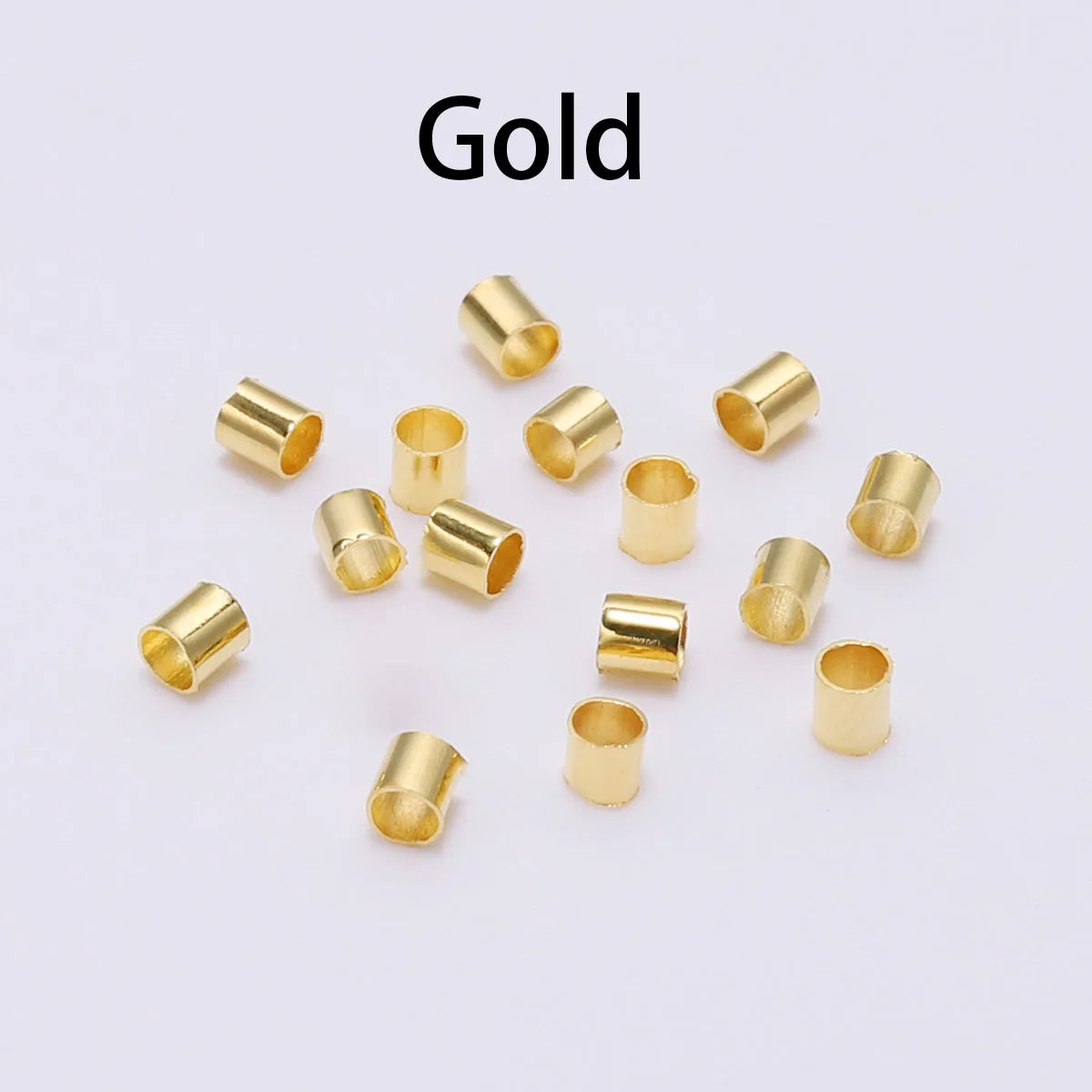 150–500pcs Gold Copper Crimp Tube Beads (1.5–2.5mm)
