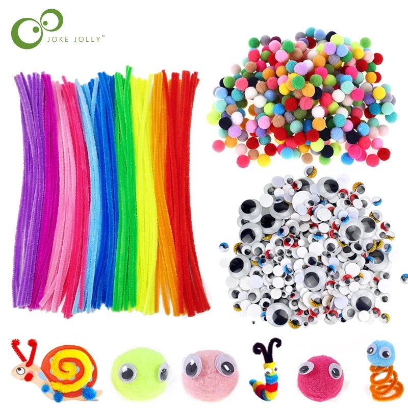 Plush Sticks, Pompoms & Googly Eyes Craft Set
