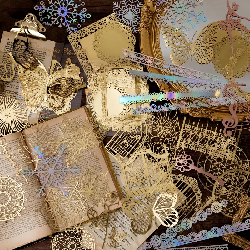 10pcs Bronzing Lace Hollow Scrapbook Craft Paper