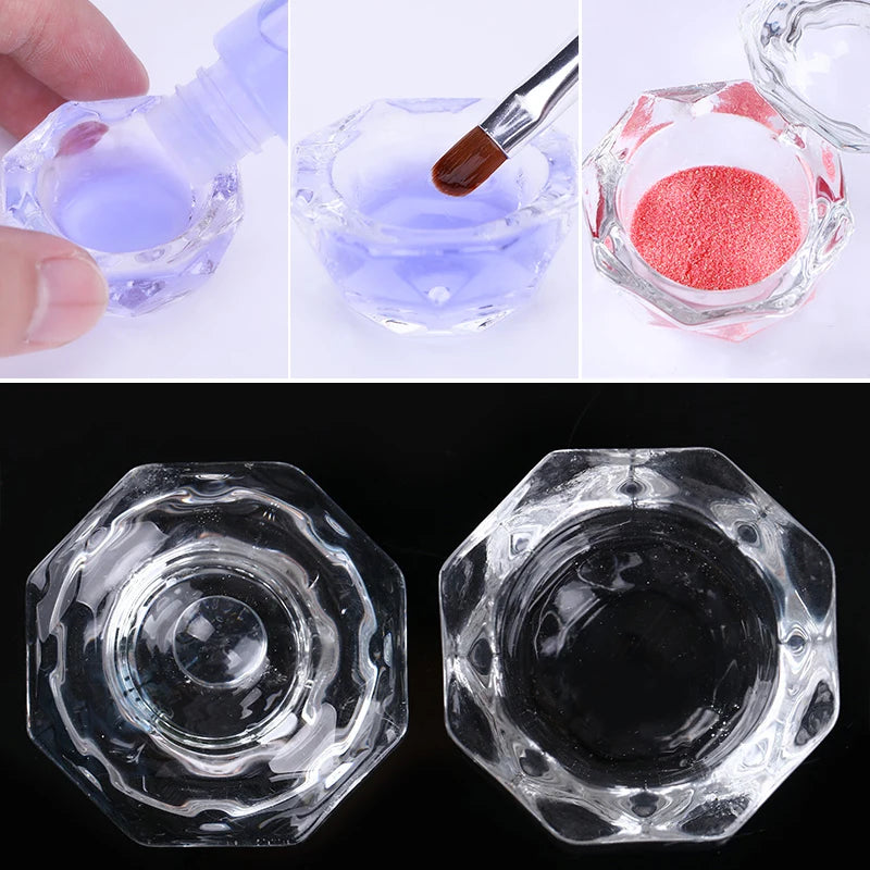 1PC Crystal Glass Dappen Dish with Lid