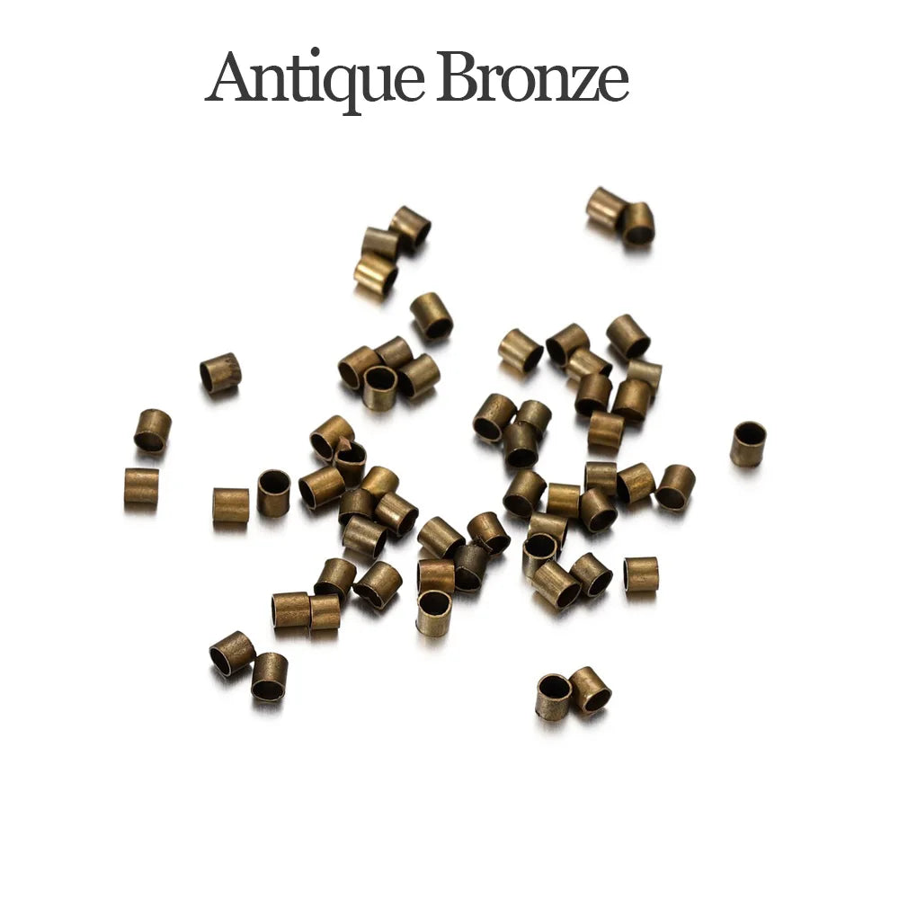 150–500pcs Gold Copper Crimp Tube Beads (1.5–2.5mm)