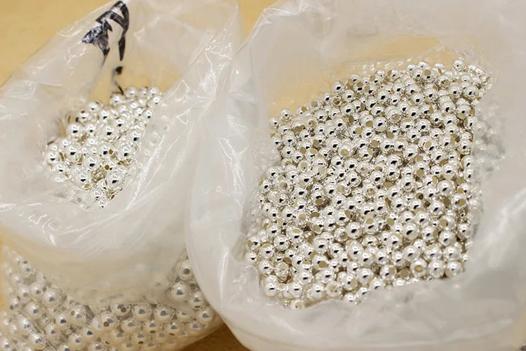10-40pcs REAL 925 Sterling Silver Round Beads Spacer Beads