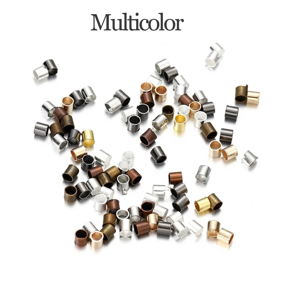 150–500pcs Gold Copper Crimp Tube Beads (1.5–2.5mm)