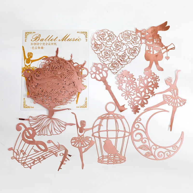 10pcs Bronzing Lace Hollow Scrapbook Craft Paper