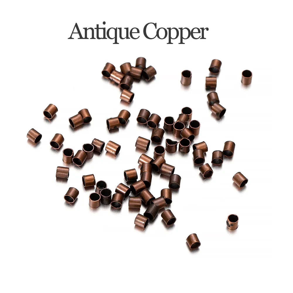 150–500pcs Gold Copper Crimp Tube Beads (1.5–2.5mm)