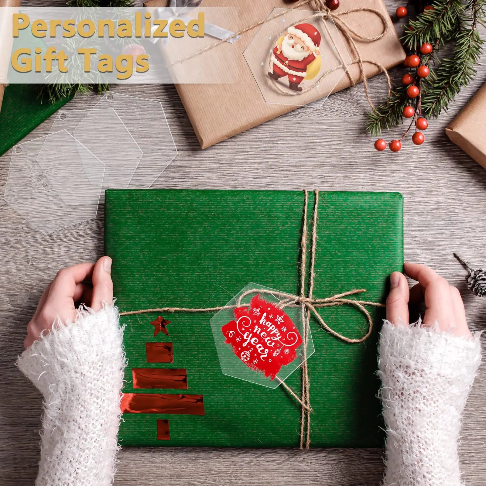 20pcs Clear Acrylic Christmas Ornaments Blanks