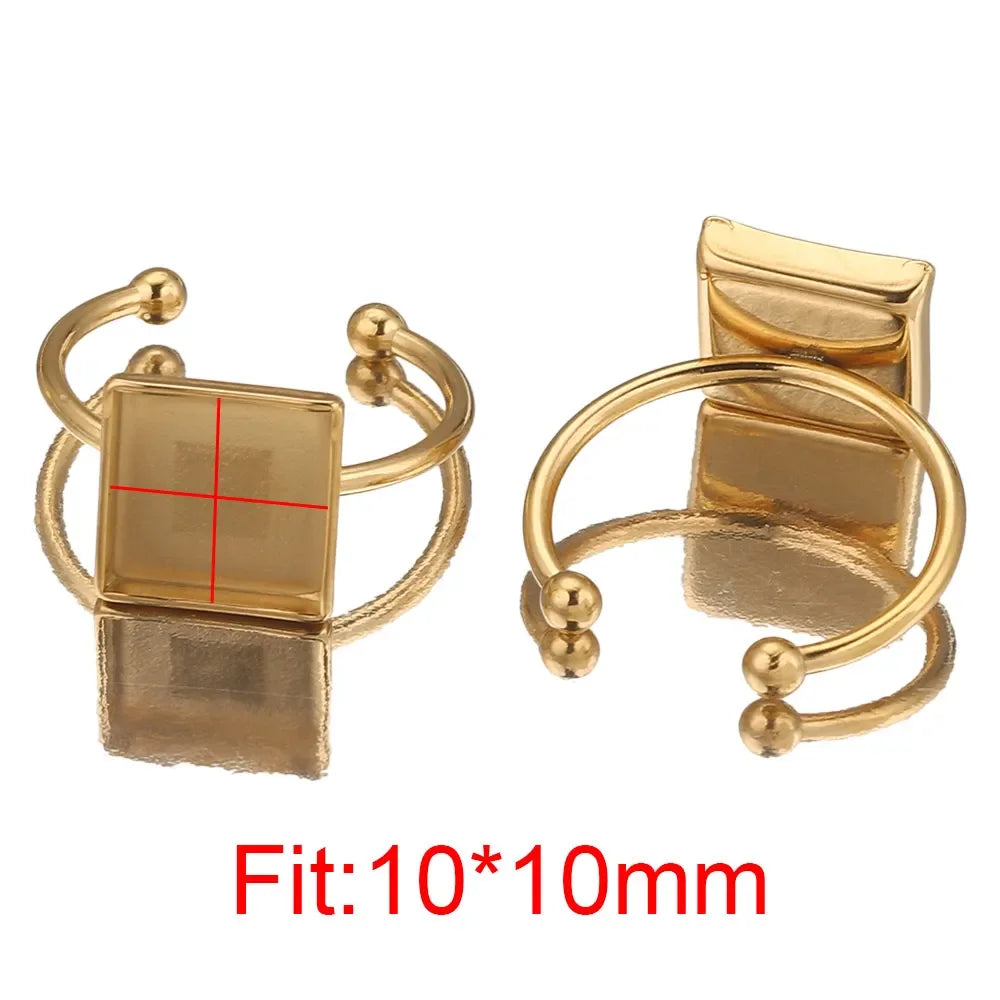 10pcs Adjustable Stainless Steel Open Ring Settings