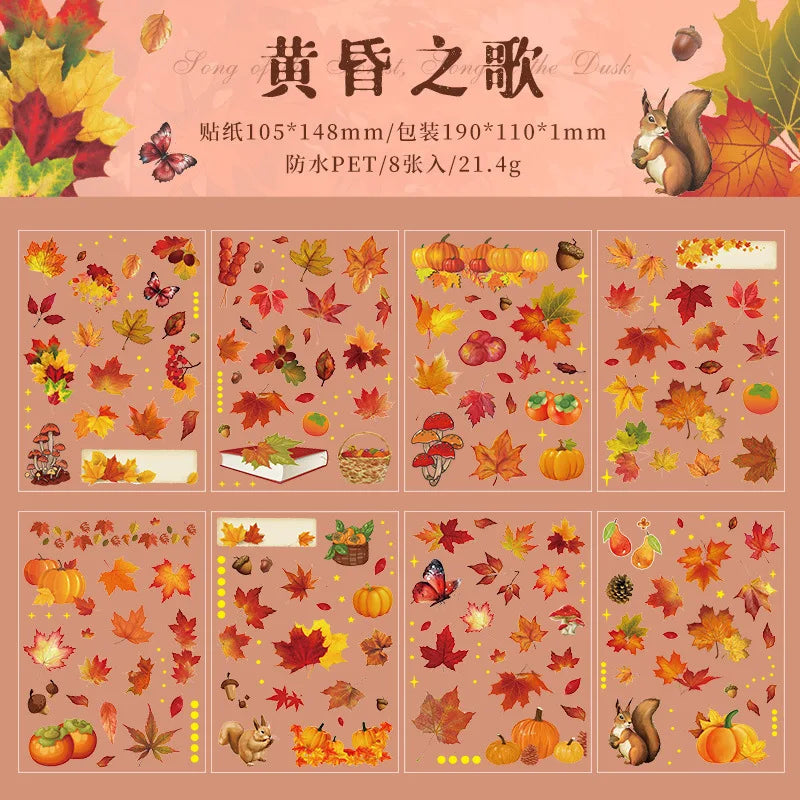 8pcs Vintage Autumn Forest Stickers