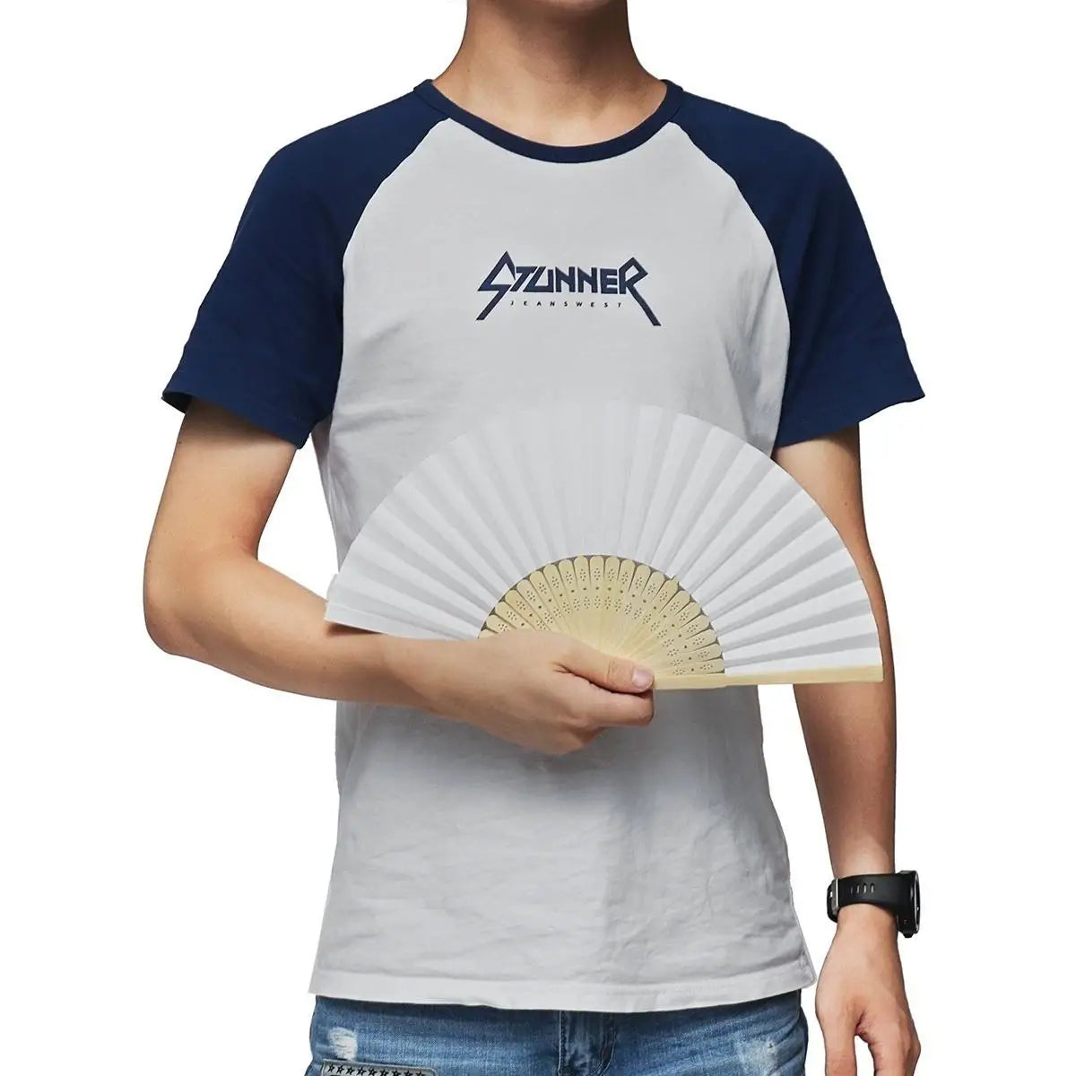 White Silk Bamboo Folding Hand Fans