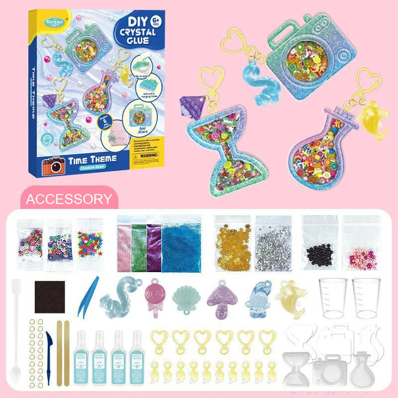 Kids Crystal Glue Keychain Craft Kit